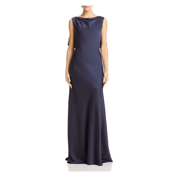 RACHEL ZOE Womens Navy Open Back Fishtail Hem Sleeveless Gown Dress 0 - Picture 1 of 1